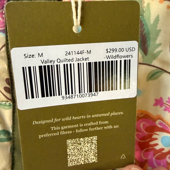 SPELL Valley Quilted Reversible Jacket floral & Green NWT button front closure - Picture 10 of 11